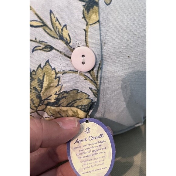 April Cornell NWT NOS Vintage "Mother" Round Floral Throw Accent Pillow Blue - Picture 6 of 6